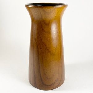 Boho faux wood ceramic vase